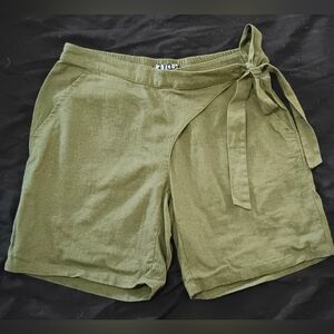 3/10 VOLCOM Linen Wrap Shorts XS Olive Green Surf Beach Summer Vacation
